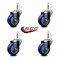 Service Caster 3.5'' Blue Polyurethane Wheel Swivel 7/16'' Grip Ring Stem Caster Set, 4PK SCC-GR20S3514-PPUB-BLUE-716138-4 - alternate 3